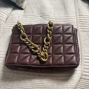 Quilted Leather Chain Shoulder Bag - Brown